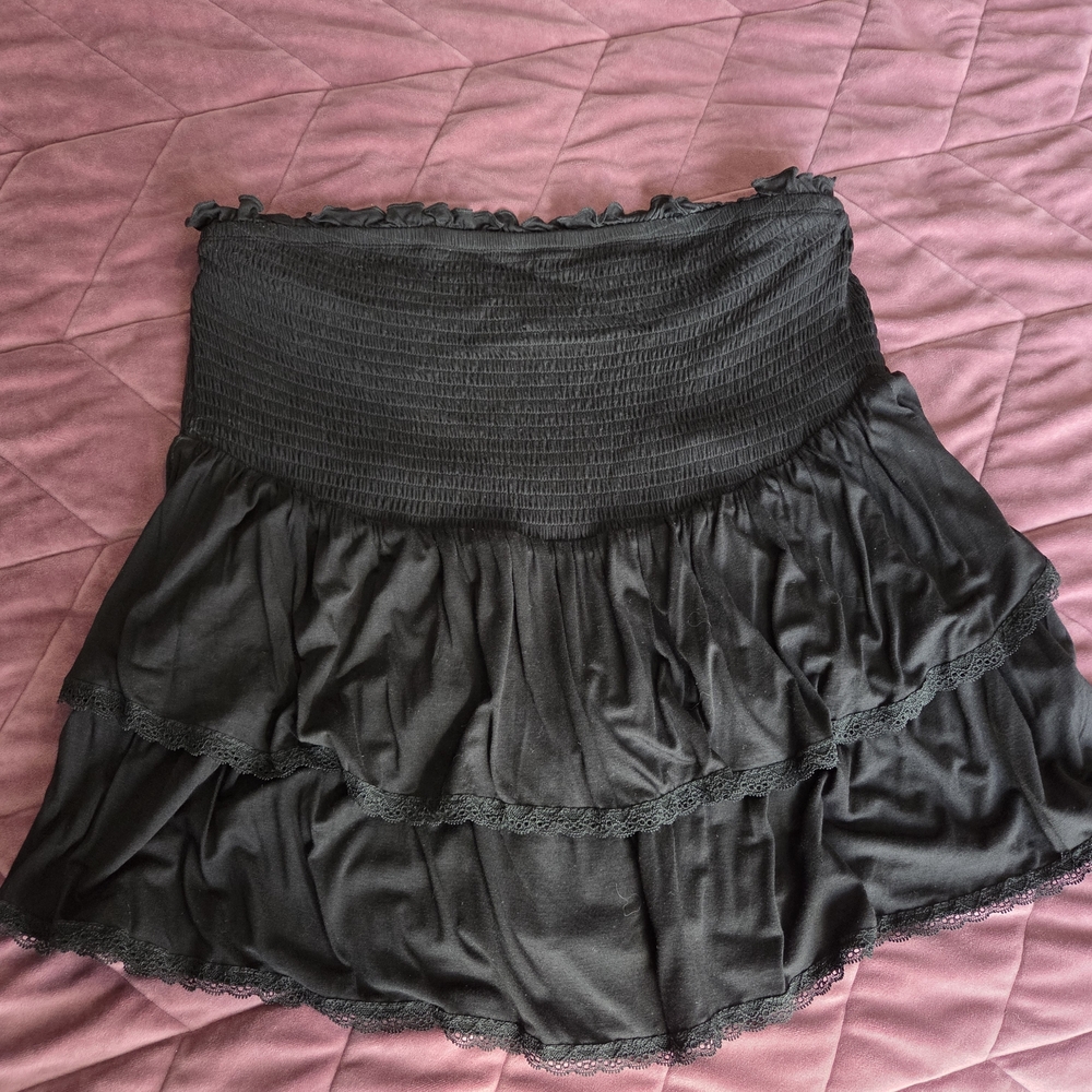 Torrid Super Soft Black Smocked Ruffle Babydoll Tube Top